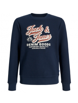 Jack & Jones Junior sweatshirt i navyblå med tekstprint til drenge