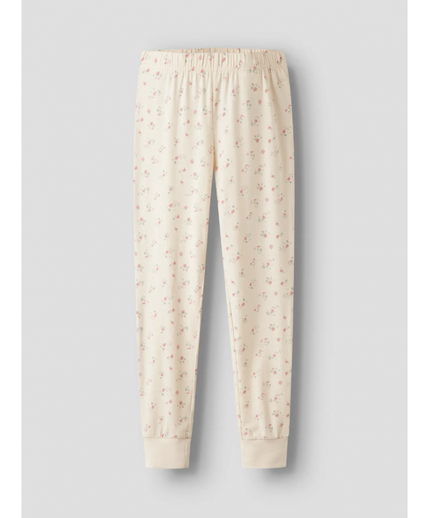 Name It pyjamassæt med blomsterprint i lys beige til piger billede 3