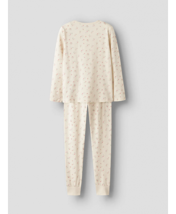Name It pyjamassæt med blomsterprint i lys beige til piger billede 5