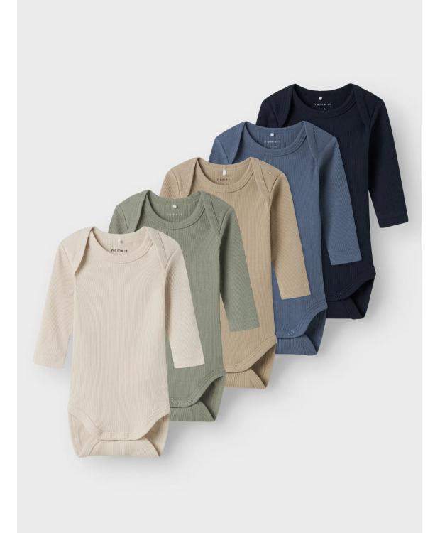 Name It 5-pak bodystockings i flere farver til baby billede 1