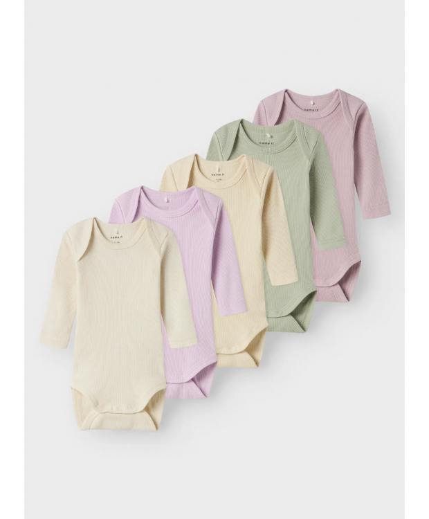 Name It 5-pak bodystockings i flere farver til baby billede 1