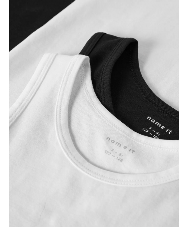 Name It 4-pak tanktops i hvid og sort til drenge billede 2