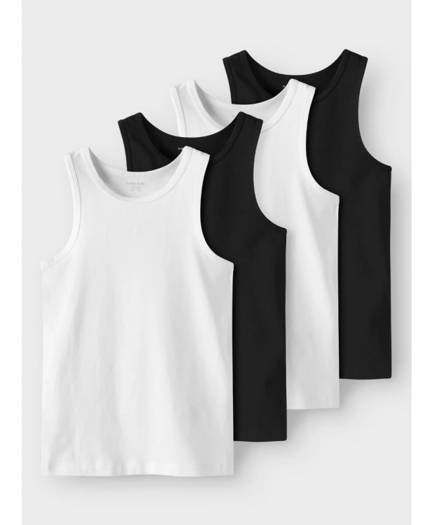 Name It 4-pak tanktops i hvid og sort til drenge billede 1
