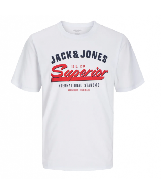 Jack & Jones Junior T-shirt i hvid med print til drenge billede 1