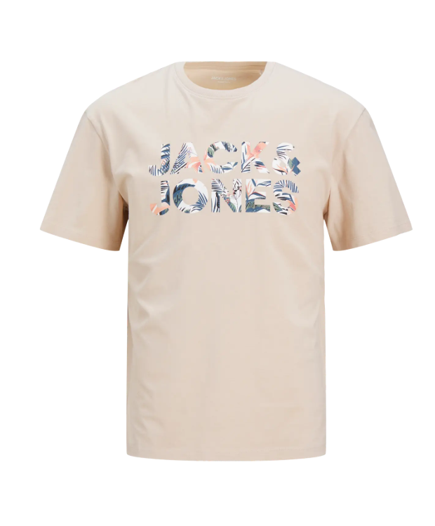 Jack & Jones Junior T-shirt i råhvid med print til drenge billede 1