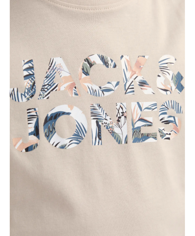 Jack & Jones Junior T-shirt i råhvid med print til drenge billede 3