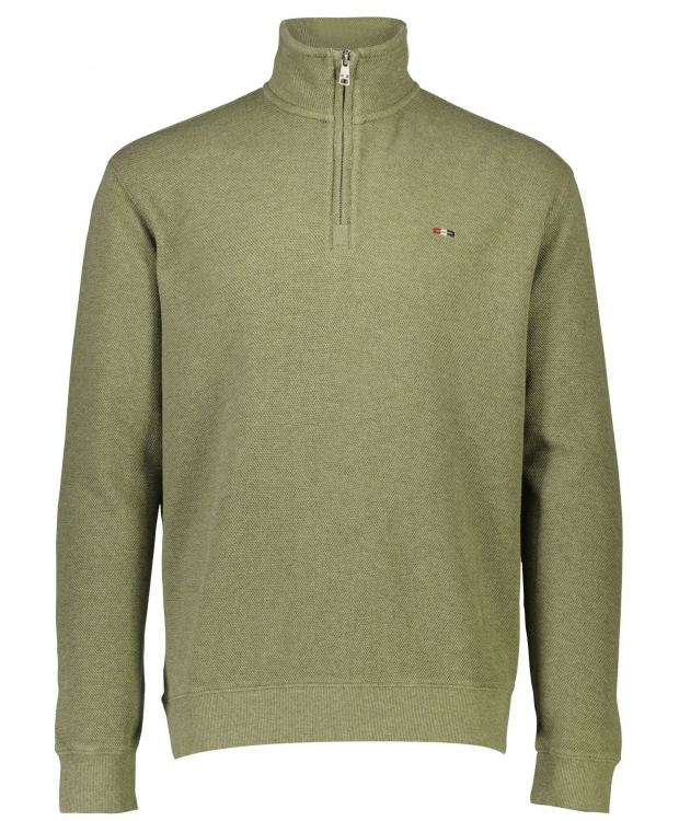 BISON sweatshirt med halv lynlås i olivengrøn til herre billede 2