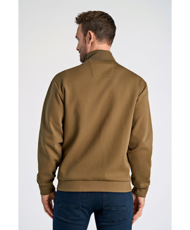 BISON sweatcardigan i mørk sandfarve til herre billede 3