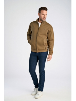 BISON sweatcardigan i mørk sandfarve til herre