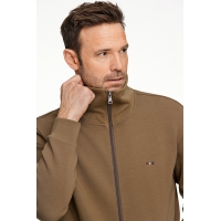 BISON sweatcardigan i mørk sandfarve til herre