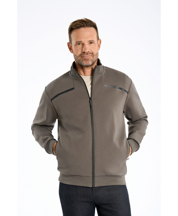 BISON sweatcardigan i armygrøn til herre billede 2