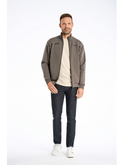 BISON sweatcardigan i armygrøn til herre