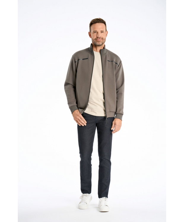 BISON sweatcardigan i armygrøn til herre billede 1