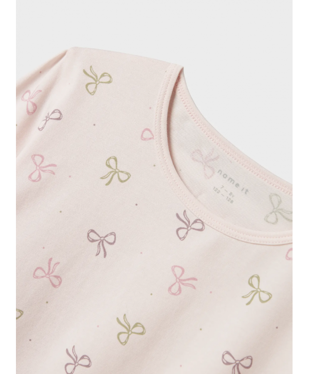 Name It pyjamassæt med sløjfeprint i rosa til piger billede 2