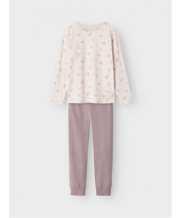 Name It pyjamassæt med sløjfeprint i rosa til piger billede 4