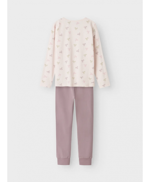 Name It pyjamassæt med sløjfeprint i rosa til piger billede 5