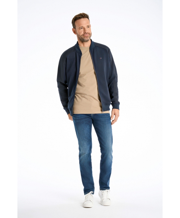 BISON struktureret sweatcardigan i navyblå til herre billede 4