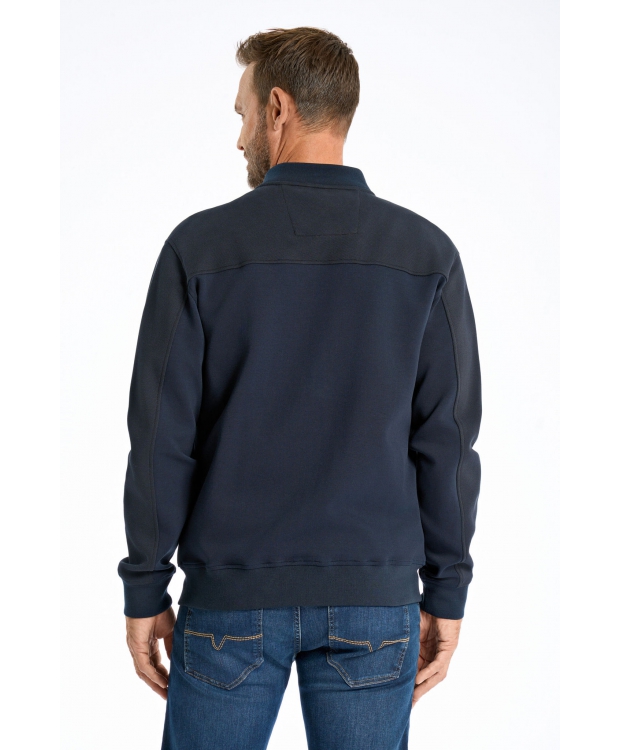 BISON struktureret sweatcardigan i navyblå til herre billede 5
