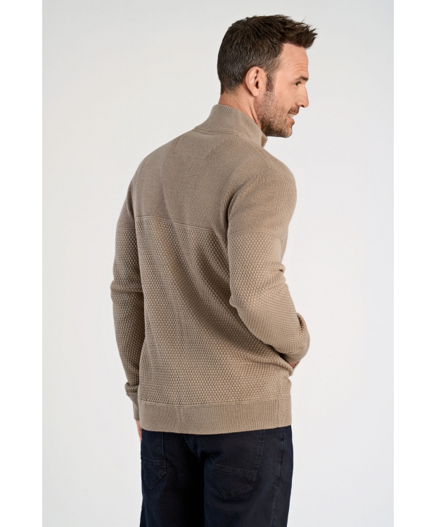 BISON strikcardigan i sandfarvet til herre billede 5