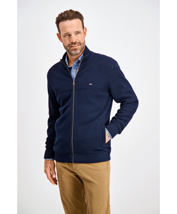 BISON strikcardigan i navyblå til herre billede 1
