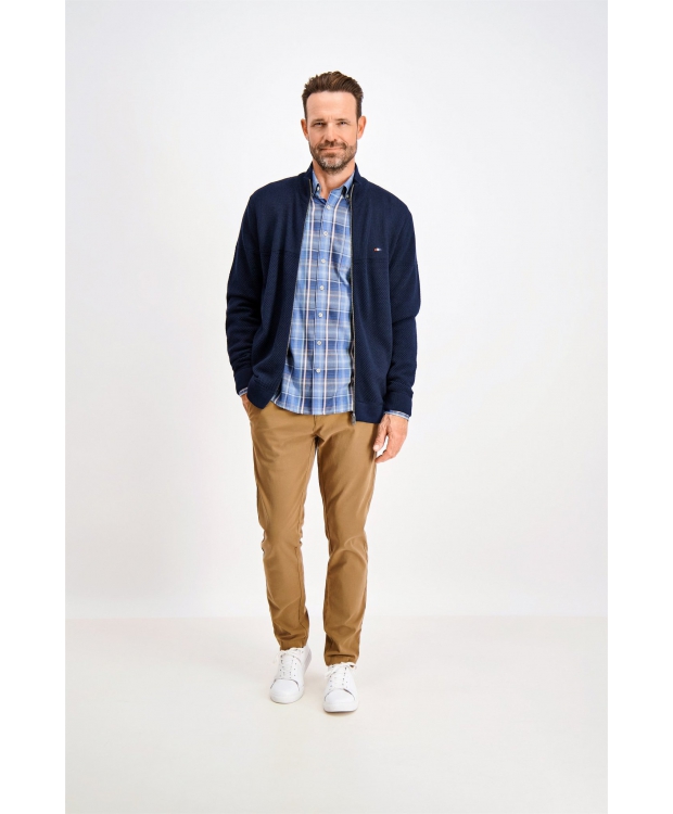 BISON strikcardigan i navyblå til herre billede 3