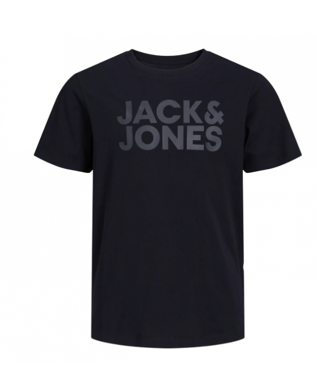 Jack & Jones Junior T-shirt i sort med print til drenge billede 1