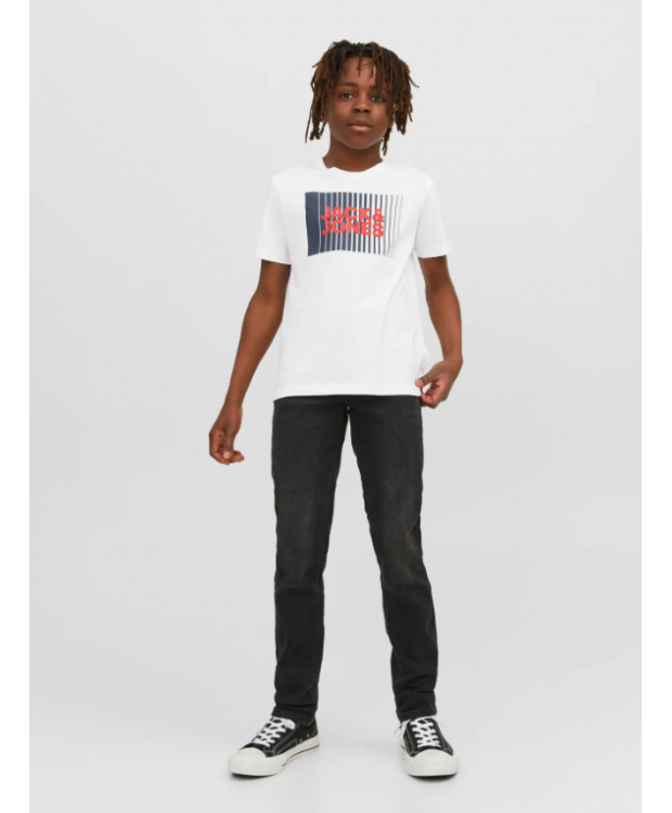 Jack & Jones Junior T-shirt i hvid med print til drenge billede 3