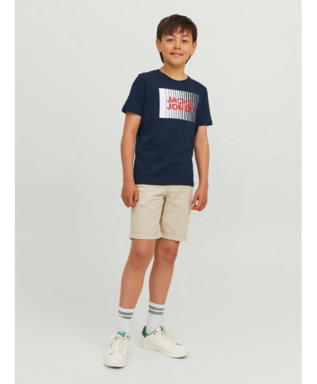 Jack & Jones Junior T-shirt i navyblå med print til drenge billede 4