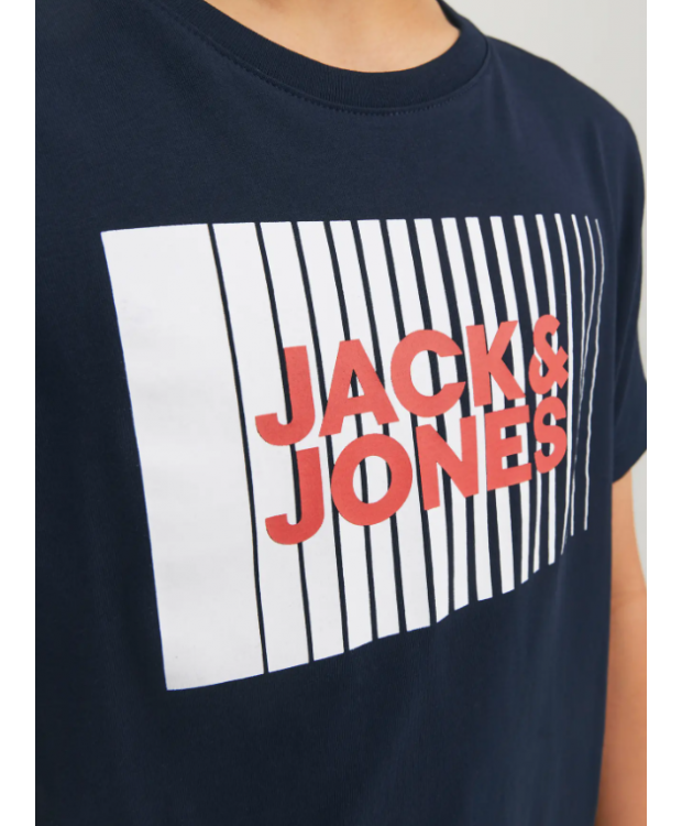 Jack & Jones Junior T-shirt i navyblå med print til drenge billede 6