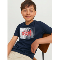 Jack & Jones Junior T-shirt i navyblå med print til drenge