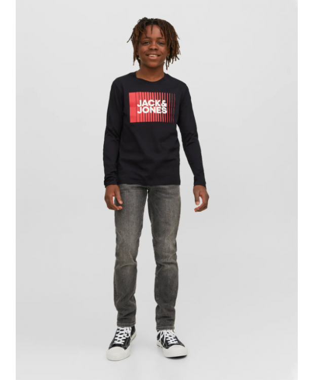 Jack & Jones Junior bluse i sort med print til drenge billede 3