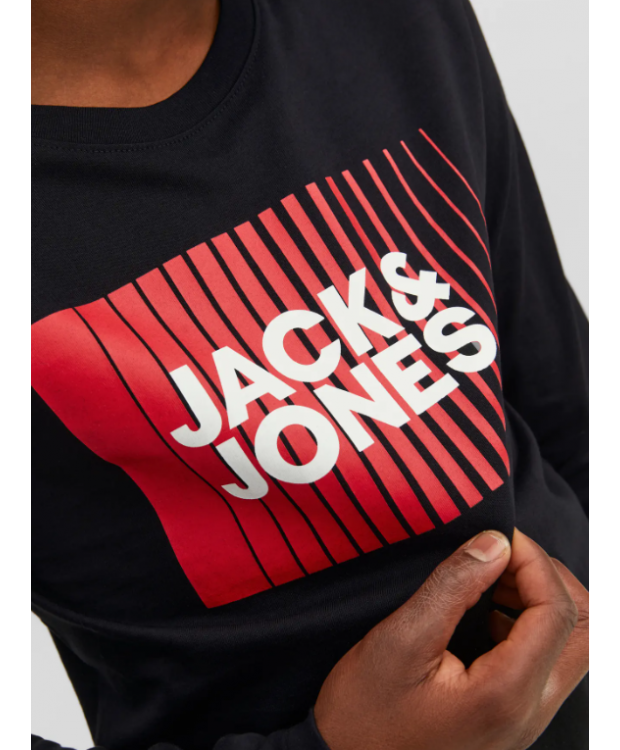 Jack & Jones Junior bluse i sort med print til drenge billede 4