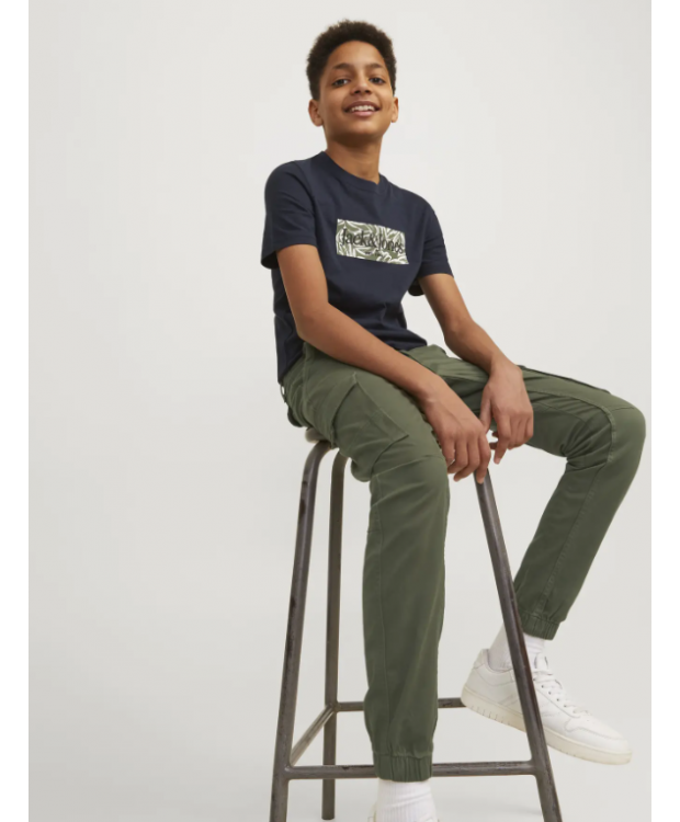 Jack & Jones Junior Cargobukser i Olive Night til drenge billede 5