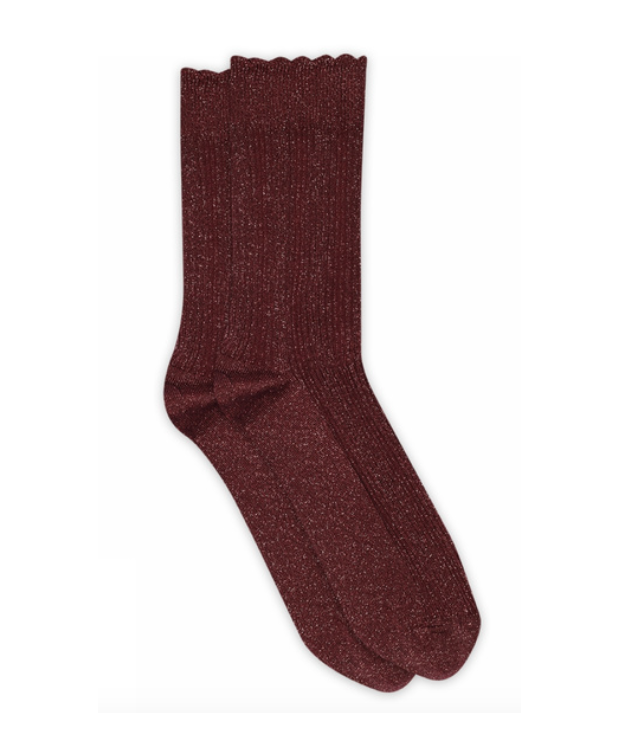 MP Denmark Julia glitter sokker i Wine Red til kvinder billede 1