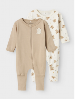 Name It 2-pak natdragter med bjørneprint til baby