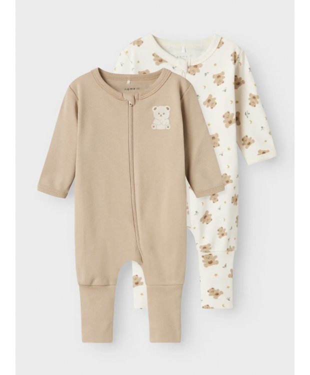 Name It 2-pak natdragter med bjørneprint til baby billede 1
