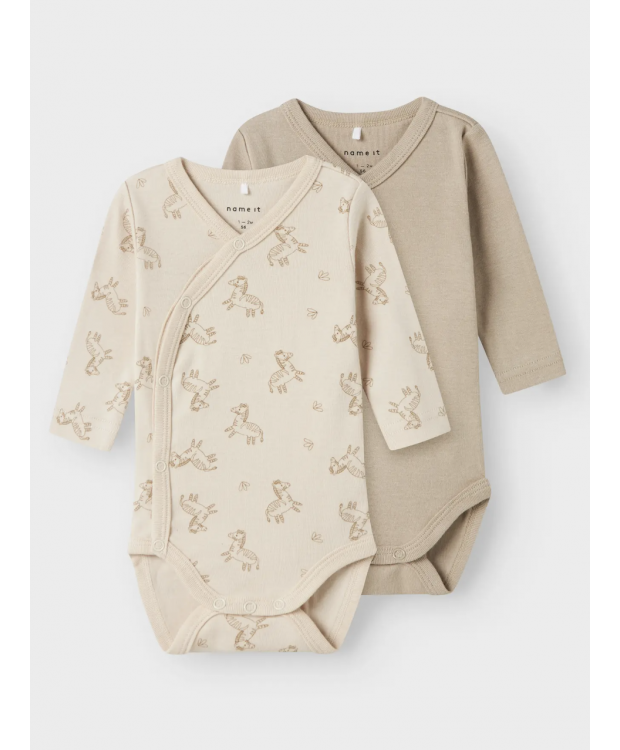 Name It 2-pak slå-om-bodystockings med zebraprint til baby billede 1