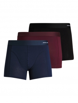 Jack & Jones bambusunderbukser 3-pak sort, navy og bordeaux til herre