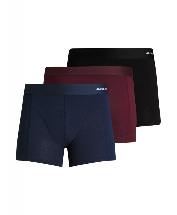 Jack & Jones bambusunderbukser 3-pak sort, navy og bordeaux til herre billede 1