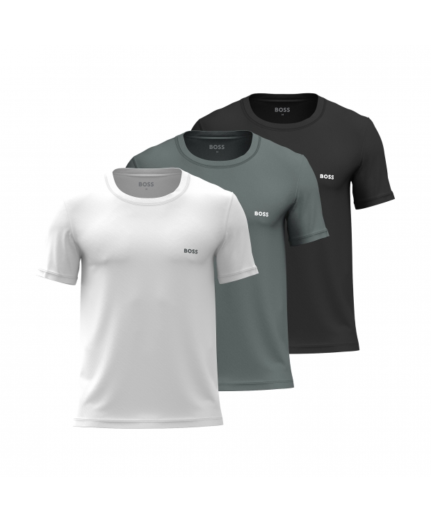 BOSS 3-pak regular fit-T-shirts i sort, grøn og hvid til herre billede 2