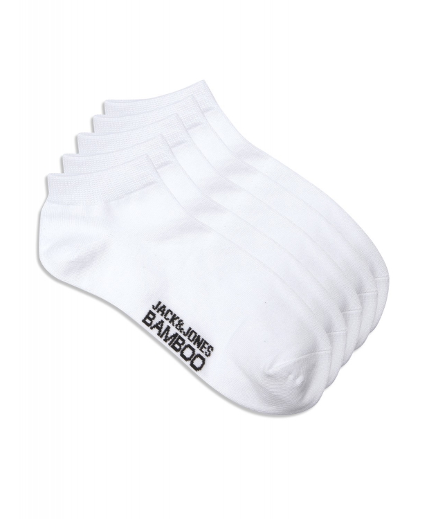 Jack & Jones bambus-ankelstrømper 5-pak hvid til herre – Onesize billede 3