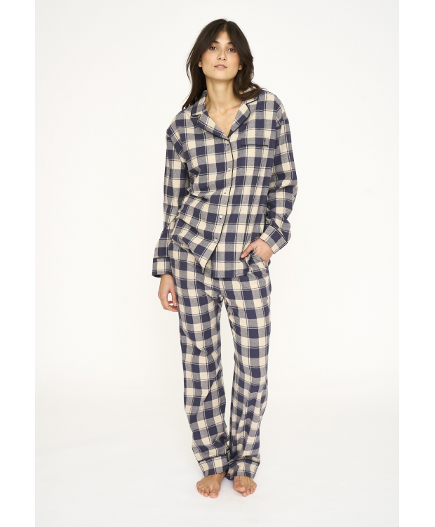 JBS of Denmark Women flannel-pyjamasskjorte i blå til kvinder billede 2