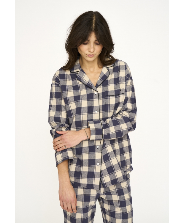 JBS of Denmark Women flannel-pyjamasskjorte i blå til kvinder billede 4