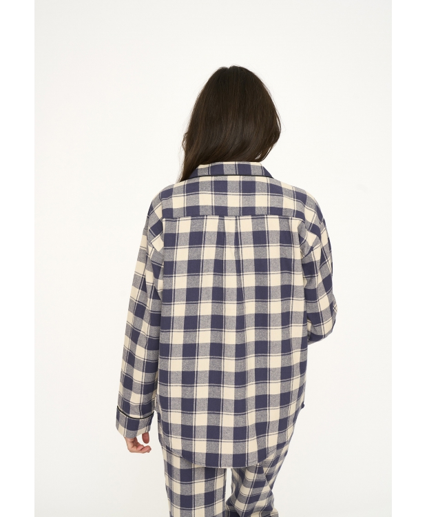 JBS of Denmark Women flannel-pyjamasskjorte i blå til kvinder billede 7