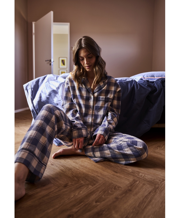 JBS of Denmark Women flannel-pyjamasskjorte i blå til kvinder billede 10