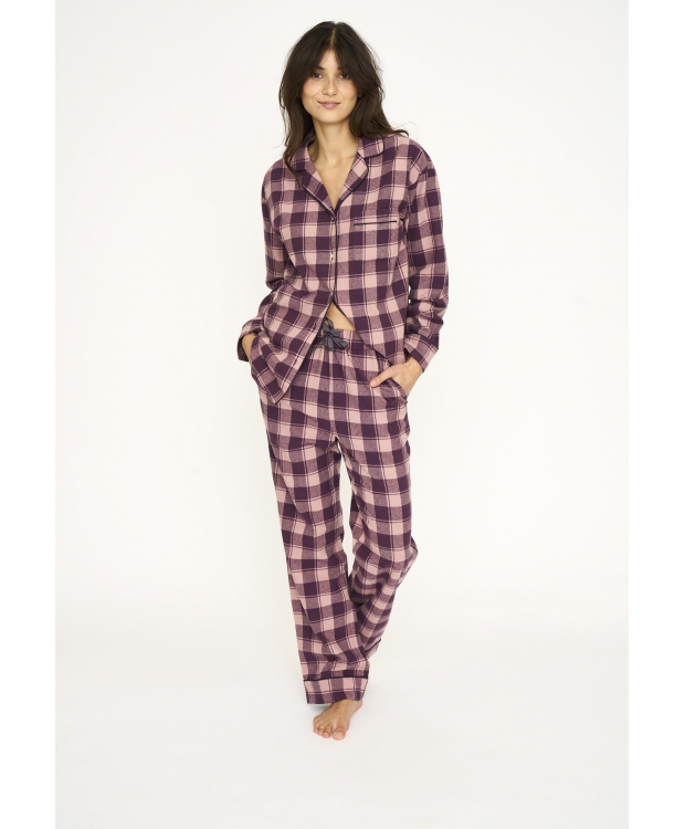 JBS of Denmark Women flannel-pyjamasskjorte i rosa til kvinder billede 4
