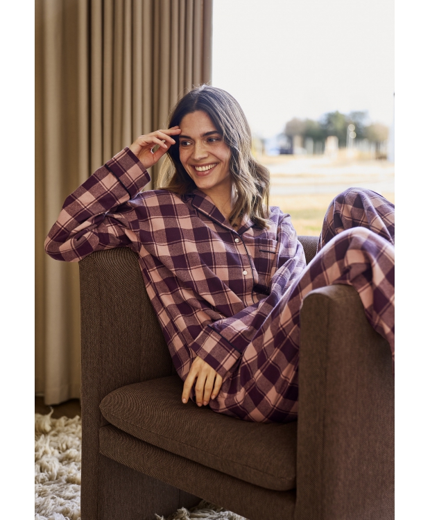 JBS of Denmark Women flannel-pyjamasskjorte i rosa til kvinder billede 9