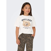 KIDS ONLY loose fit-T-shirt i hvid med print til piger
