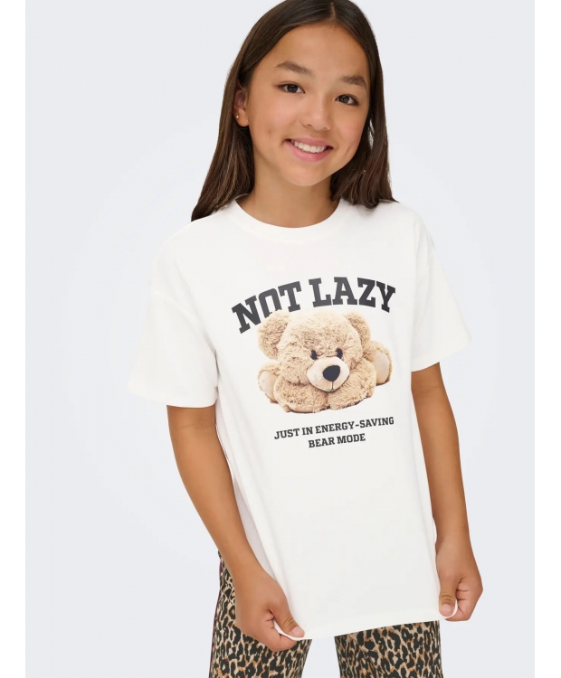 KIDS ONLY loose fit-T-shirt i hvid med print til piger billede 1