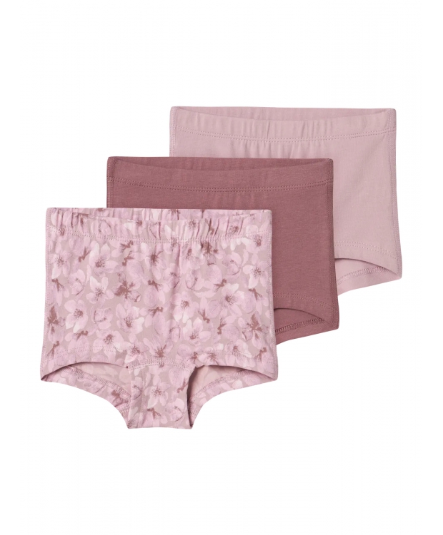 Name It 3-pak underbukser i mauve med blomster til piger billede 1